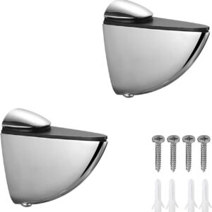 Adjustable Glass Shelf Bracket, Zinc Alloy Glass Shelf Support Wall Mounted Metal Glass Clamp Solid Glass Clamp for 3-20 mm Thickness Shelf (2PCS)