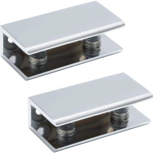 Alise Glass Shelf Bracket Adjustable Shower Brackets,Heavy Duty Rectangle Clamp Holder for 10-12mm Glass Shelves,Wall Mount Clamps Clip Support Hardware Replacement Parts,Polished Chrome 2 Pcs