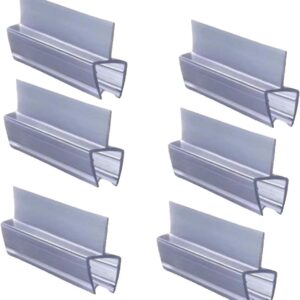 Royal Apex Translucent Weather Stripping Seal Sweep with Drip Rail, Shower Door PVC Silicone Lip Seal Strip for 8,10,12MM Frame-less Glass (1 Meter x 6Pcs) (12mm Glass, Џ Shape (Center Lip))