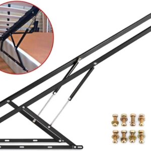 2 Pcs Hydraulic Bed Lifting Hinge,5Ft Lift Mechanism 120Kg/264.5Lbs Load Capacity Kit Pneumatic Gas Spring Heavy Duty Storage For Box Or Sofa