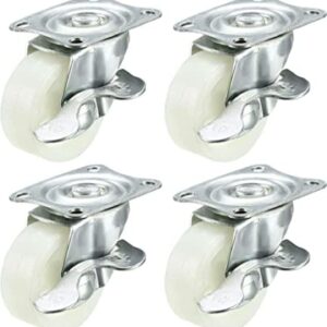 Swivel Caster Wheels 1.5 Inch / 40mm Wheel Top Plate Caster with Brake, 66lb Total Capacity, 4pcs