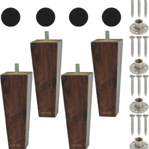 Wooden Square Sofa Leg and Furniture Leg Walnut 6 Inch