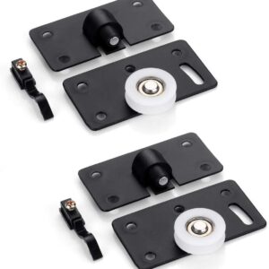 Set of 2 Sliding Door Fittings, Rollers for Wardrobe With Screw