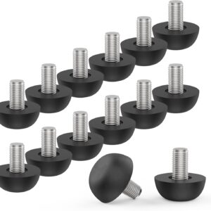 12Pcs M8 Adjustable Furniture Legs, 8mm x 1.25 Stainless Steel Screw-in Leveling Feet with Non-Slip Base for Table Chair Desk Cabinet, Indoor Outdoor Use