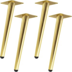 8 Inch Furniture Legs Gold Metal Couch Sofa Legs Tapered Oblique Heavy Duty Mid Century Modern Coffee Table Feet Replacement for Dresser Desk TV Cupboard Ottoman Golden Legs for Furniture Set of 4