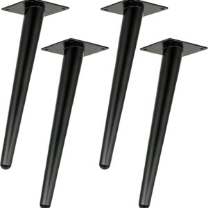 Furniture Legs 8 Inch Black Metal Sofa Cough Legs Mid Century Modern Heavy Duty Slanted Tapered Coffee Table Feet Replacement Legs for Furniture Set of 4 for Dresser Cabinet Ottoman Cupboard