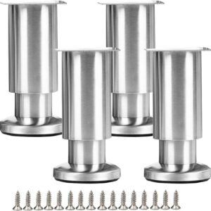 Stainless Steel Furniture Legs,4 Pack Adjustable Heavy Duty Table Sofa Cabinet Leg,Coffee Table TV Cabinet Couch Kitchen Replacement Stand Feet (5.9in)