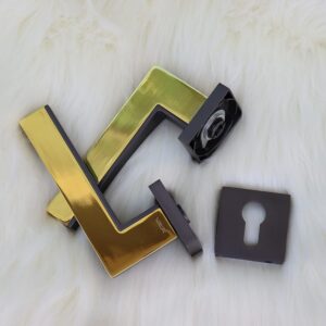 Door handle Zinc Alloy Durable for All Kinds Of Indoor Doors (1-pec) Colour: Chrome -Golden|R06-503| (Gray+Golden)