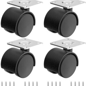 BIGTHREE 1.5-inch Furniture casters Set of 4, Plate Swivel Cart Casters, for Carts, Replacement cart Plastic casters, Furniture, Baby Bed, Kitchen, Cabinet, Table with Stainless Steel Screws, Black